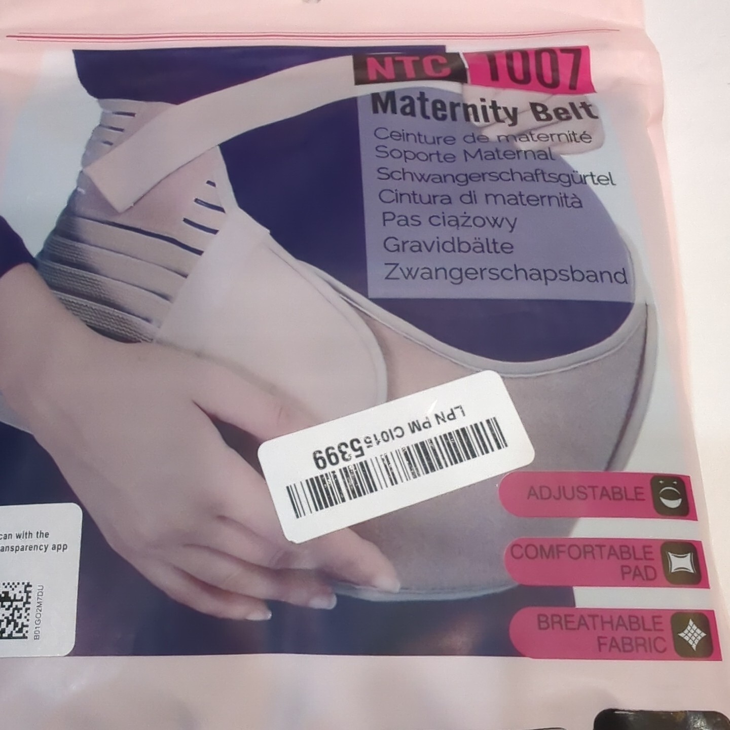 Neo Tech Care Maternity Back-MEDIUM Belly Belt SUPPORT Blk Adjust Breathable NEW