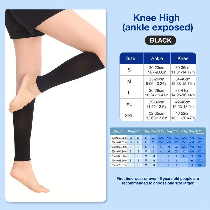 Medical Grade Calf Compression Sleeve Socks Sports Flight Travel Varicose Edema.