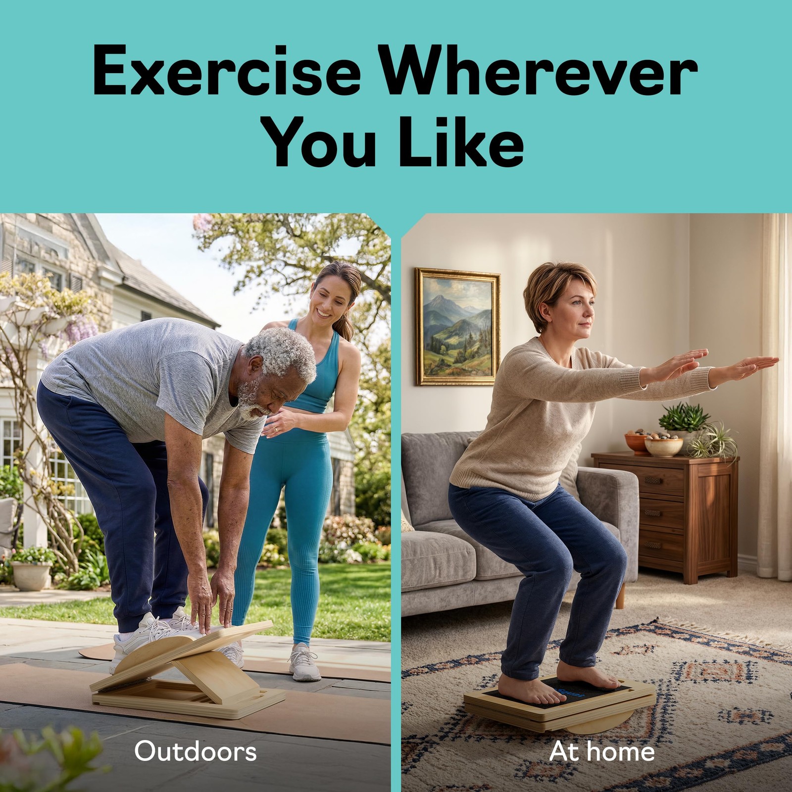 Slant Boards for Exercise – Board with 7 Incline Compact, Natural