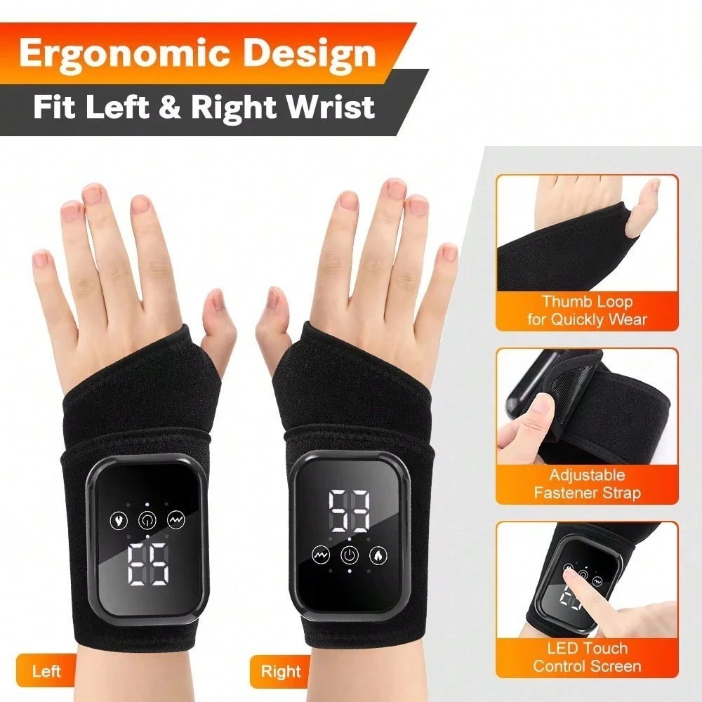 Warm Comfort Wrist Brace Heating Vibration Hand Support Pain Relief Wrap