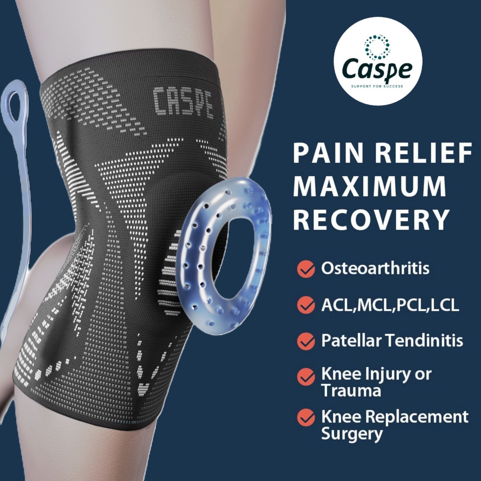 Caspe Woman Men for Knee Pain Knee Support with Patella Gel Pad Arthritis Relief