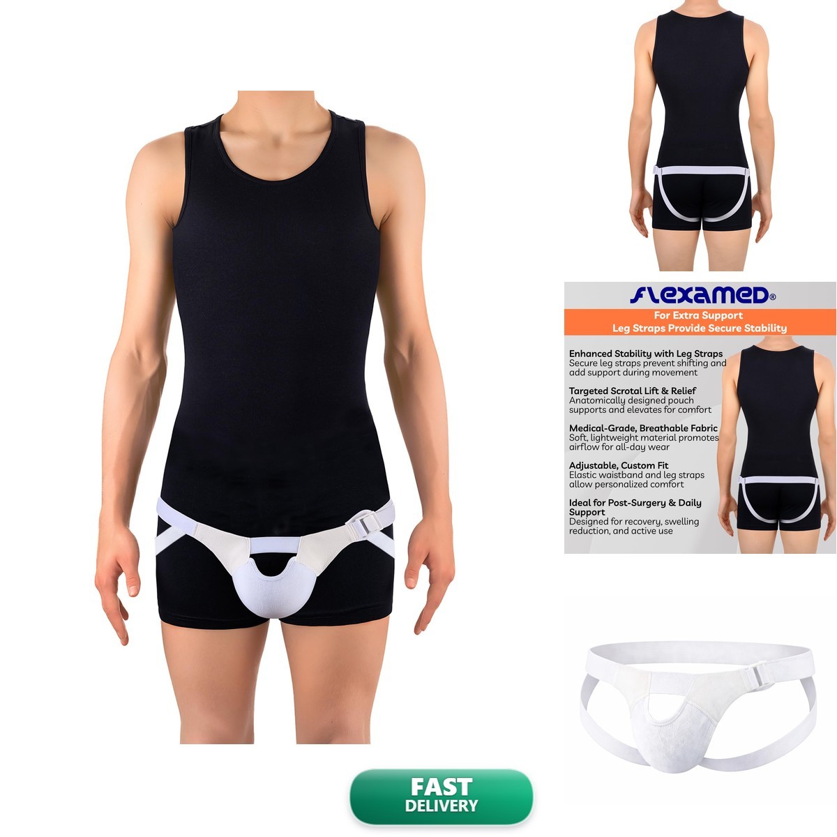 FlexaMed Suspensory Scrotal Support Leg Straps – Large 4109-L