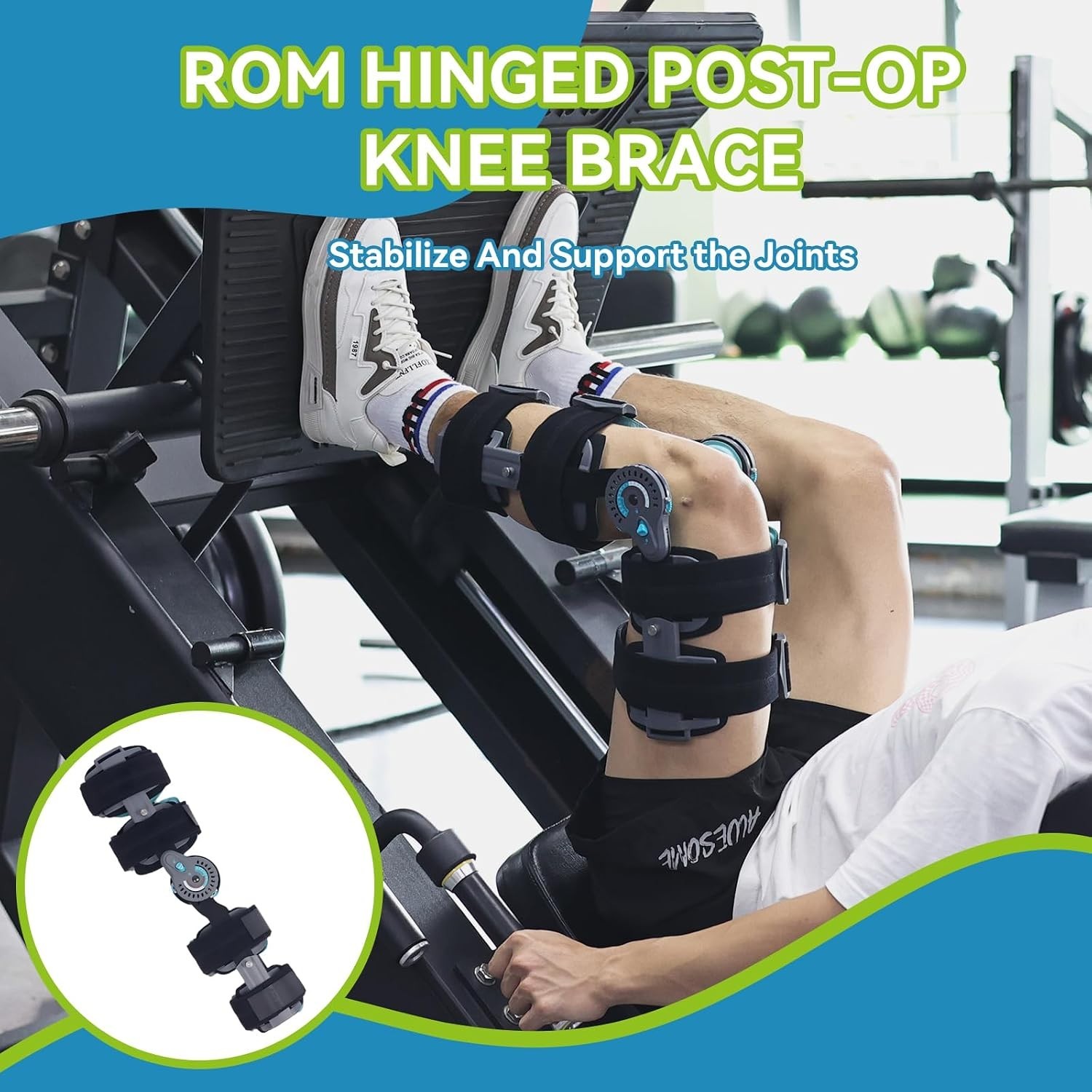 Komzer Hinged Post-Op ROM Knee Brace Universal Left or Right One Size Fits Most!