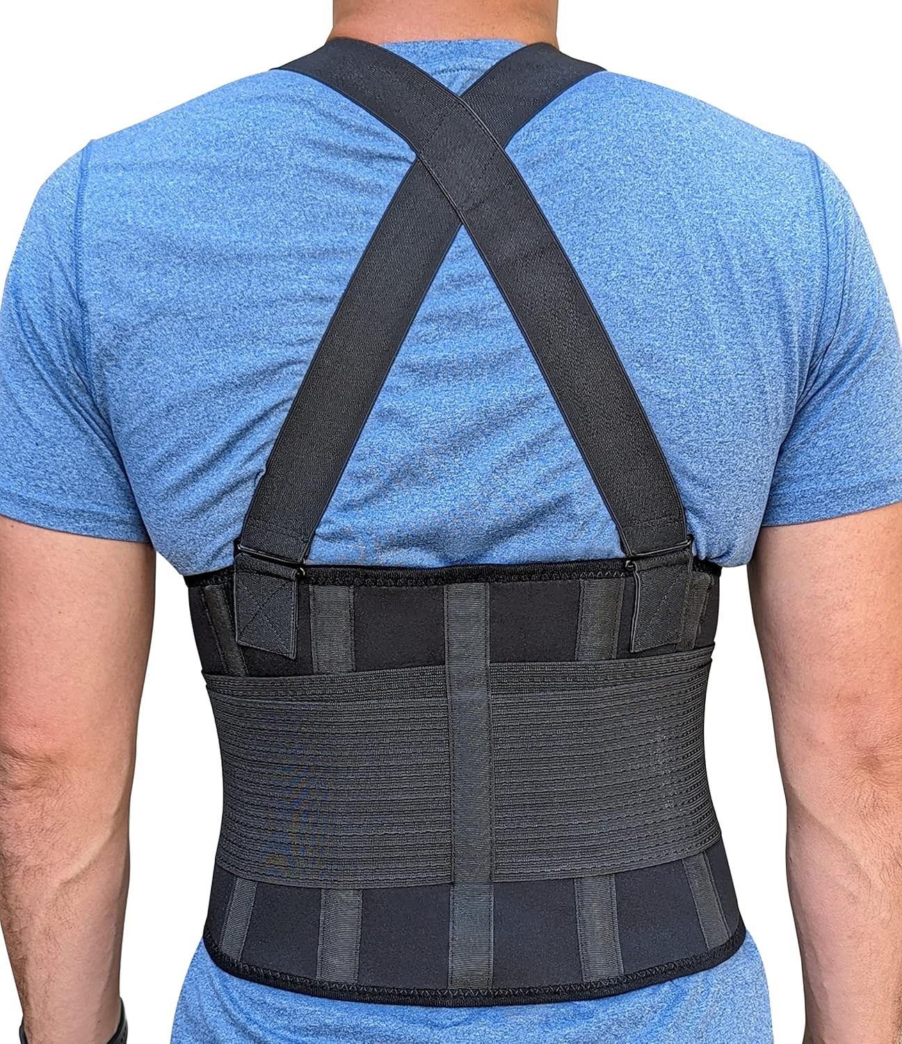 Cinturon soporte lumbar ajustable tirantes trabajo pesado proteccion industrial