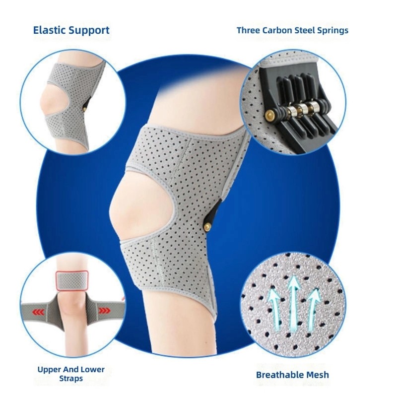 Adjustable Knee Support Brace for Running Hiking Sports with Carbon Steel Spring