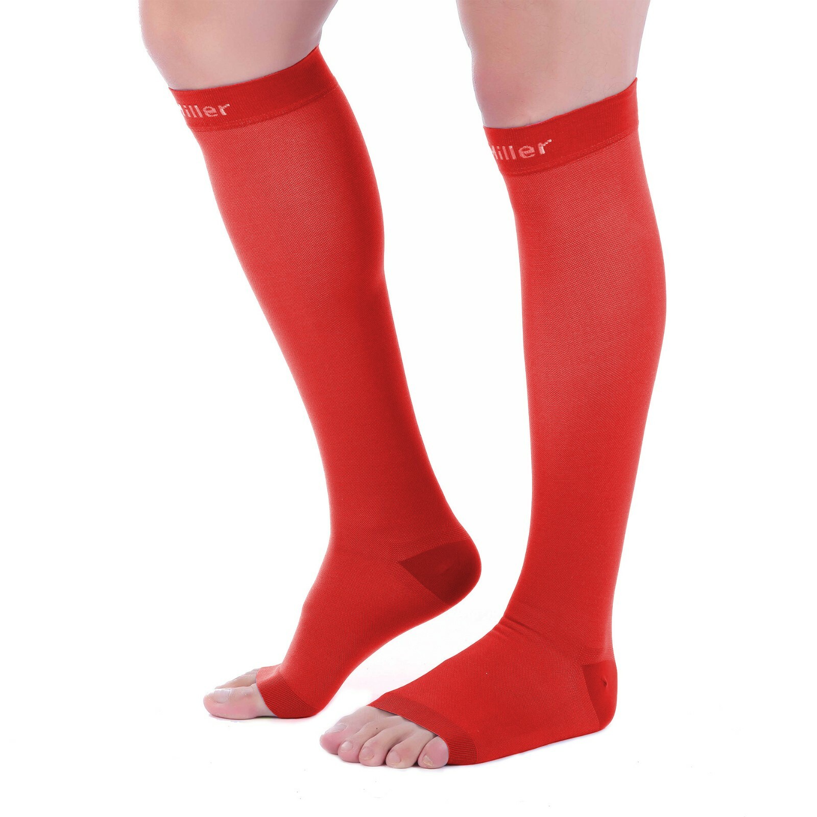 Doc Miller Calf Compression Stockings Open Toe 2030mHg Sleeves For Varicose Pain