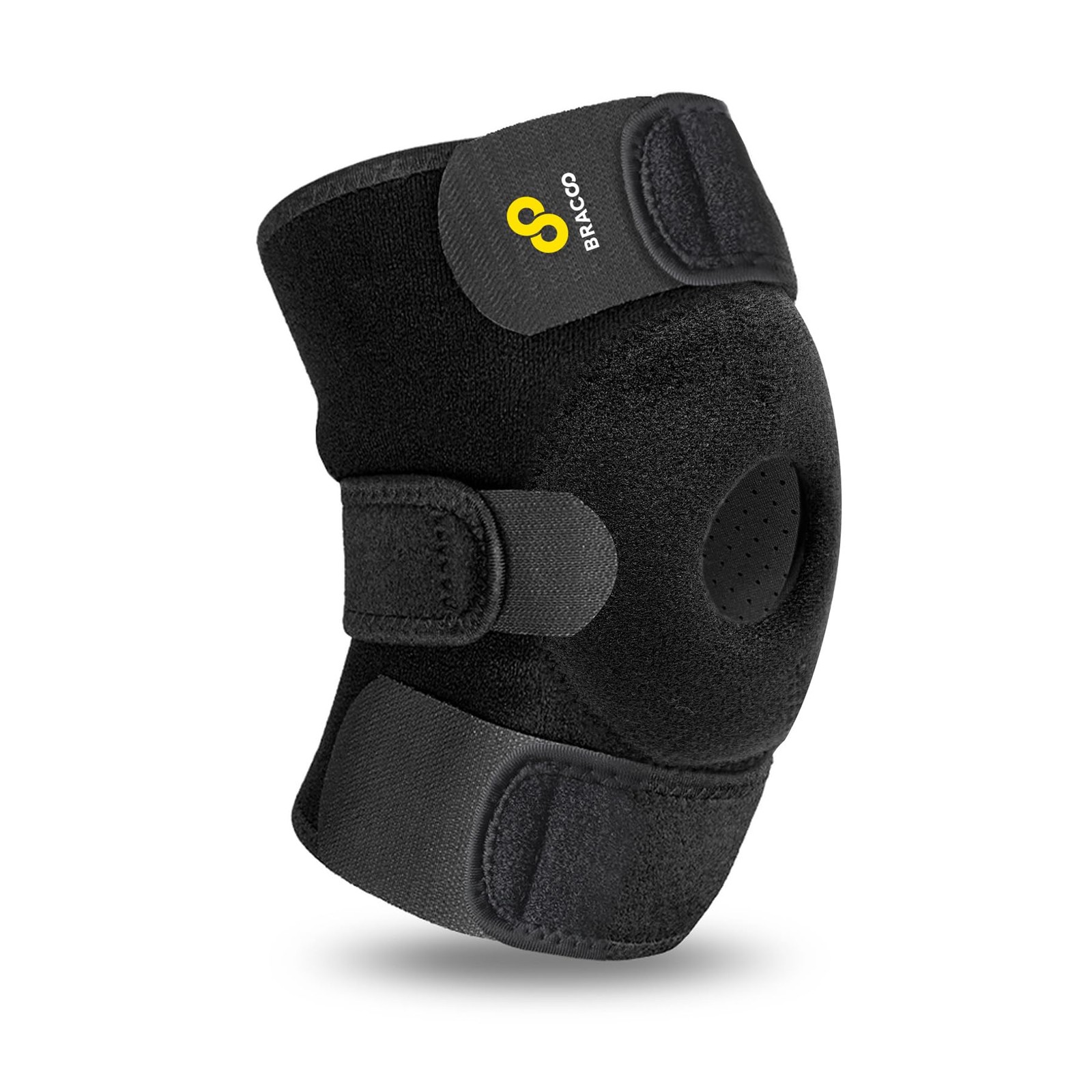 Bracoo Adjustable Compression Knee Patellar Pad 1 Count (Pack of 1), Black