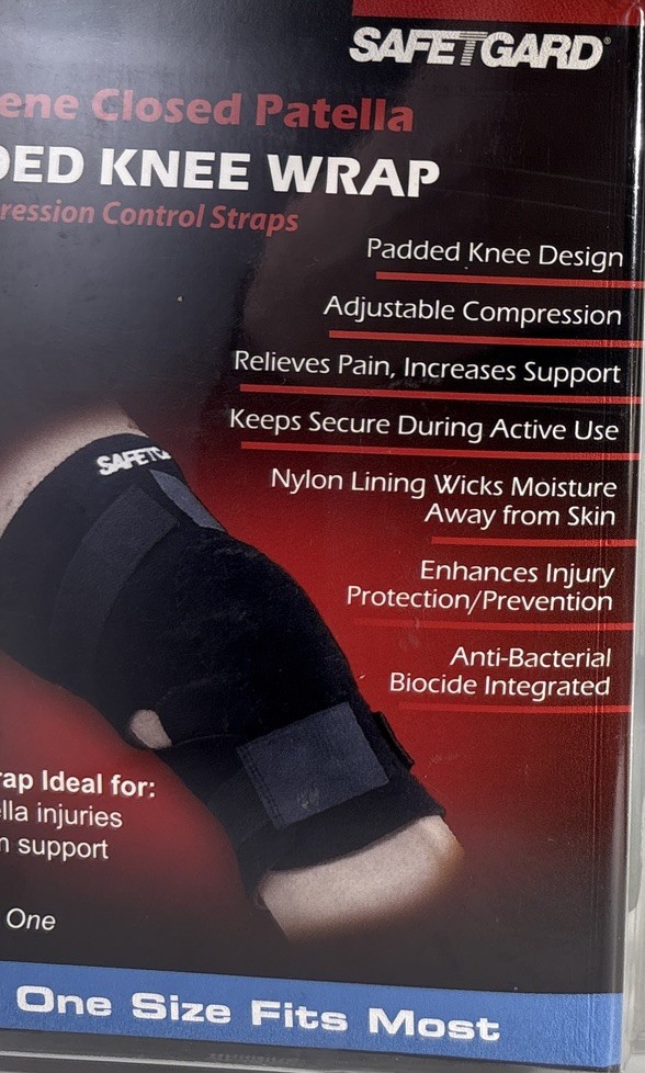 SafeTGard #478 Football/All Sport Padded Black Knee Wrap Adjust Neoprene Support