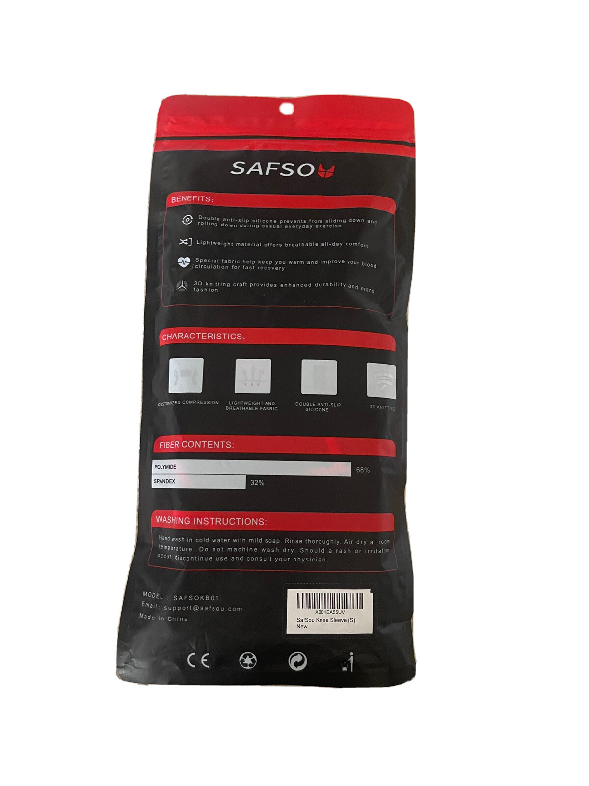 SAFSOU KNEE COMPRESSION SLEEVE COMFORTABLE AVAILABLE IN XL L S M