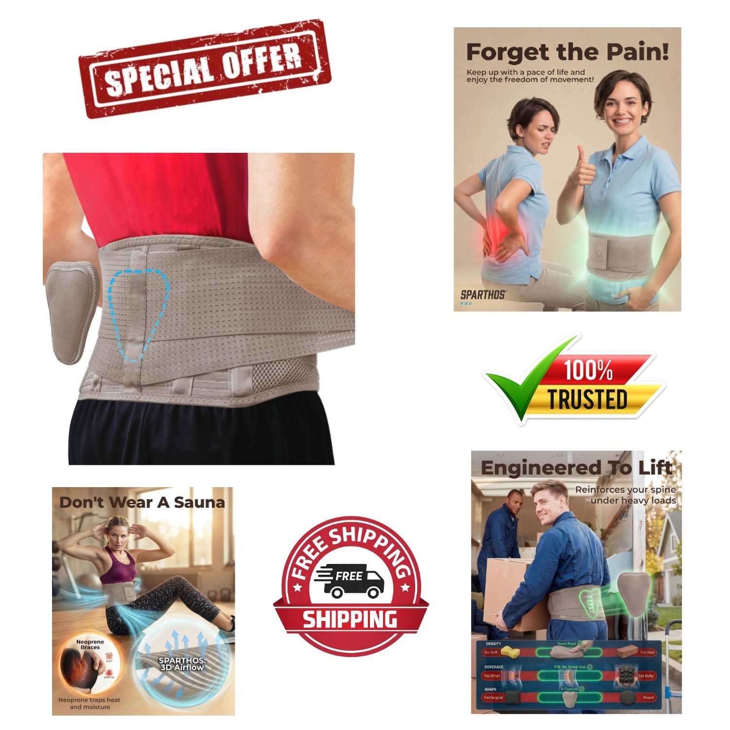 Active Lifestyle Back Brace – Adjustable Pain Relief for Running & Weightlifting