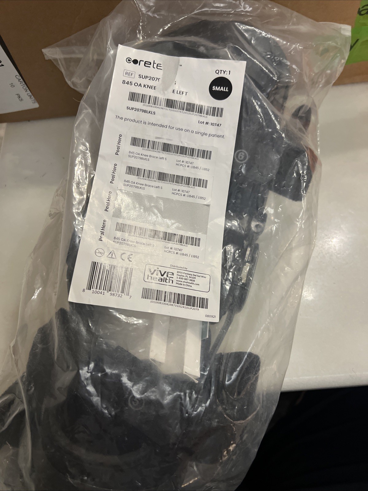 New Coretech 845 OA Knee Brace SMALL LEFT Hinge Knee Brace Black SUP2079BLKLS