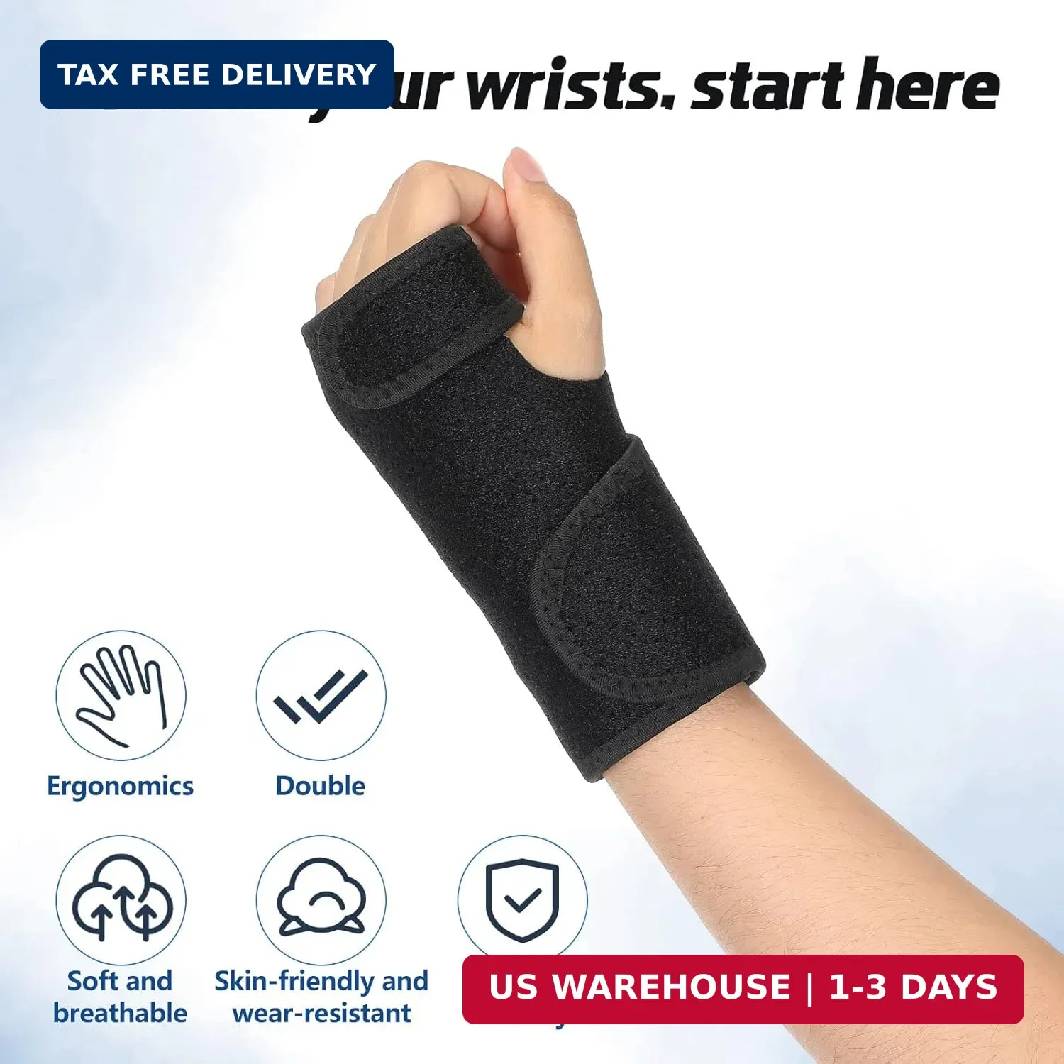 2 Pcs Wrist Brace for Carpal Tunnel Night Sleep Support Adjustable Wrist Splint