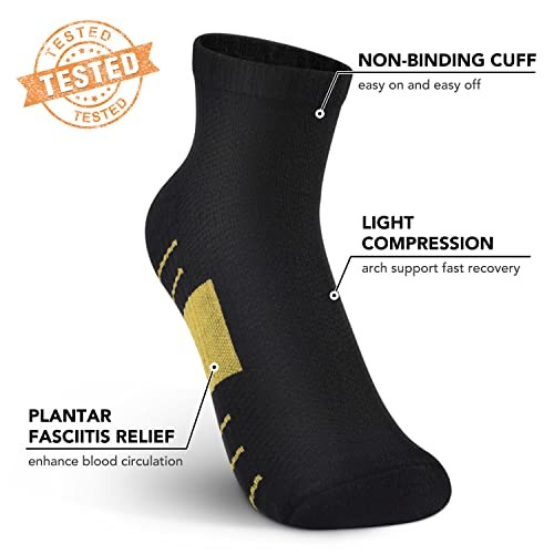 5 Pairs Copper Compression Socks Small-Medium 01 Beige Black (5 Pairs/Ankle)