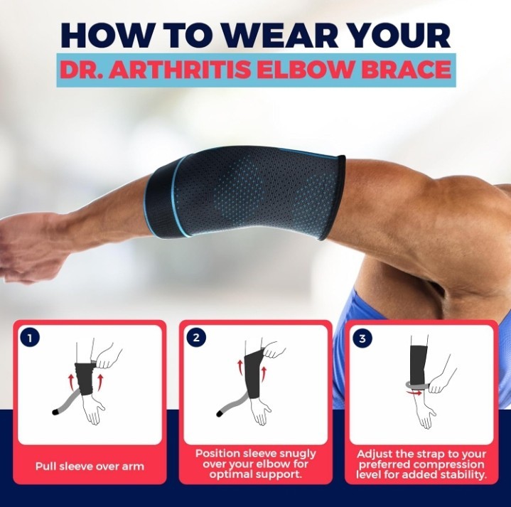 Dr. Arthritis 2 PC MEDIUM Compression Sleeve & Elbow Pads Elbow Brace Adjustable