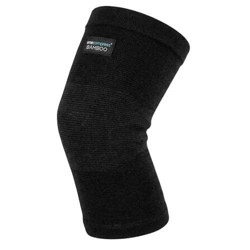 Onecompress Bamboo Compression Knee Sleeve for Women & Men, Knees L Black