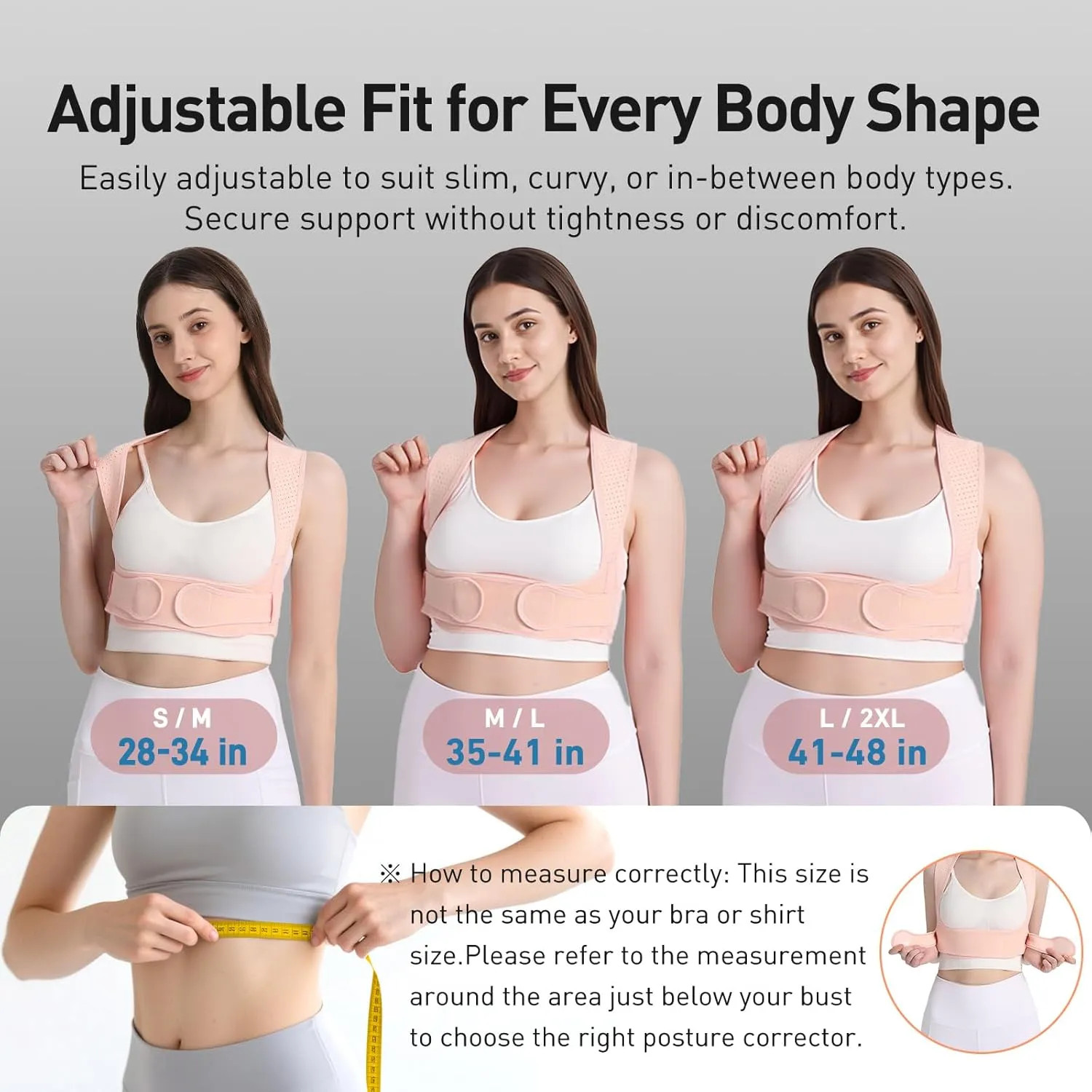 Posture Corrector For Women Back Brace Shoulder Straightener Pink Size S M New