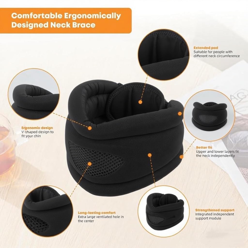 Neck Brace for Sleeping Cervical Collar Relief Pain and Support Black
