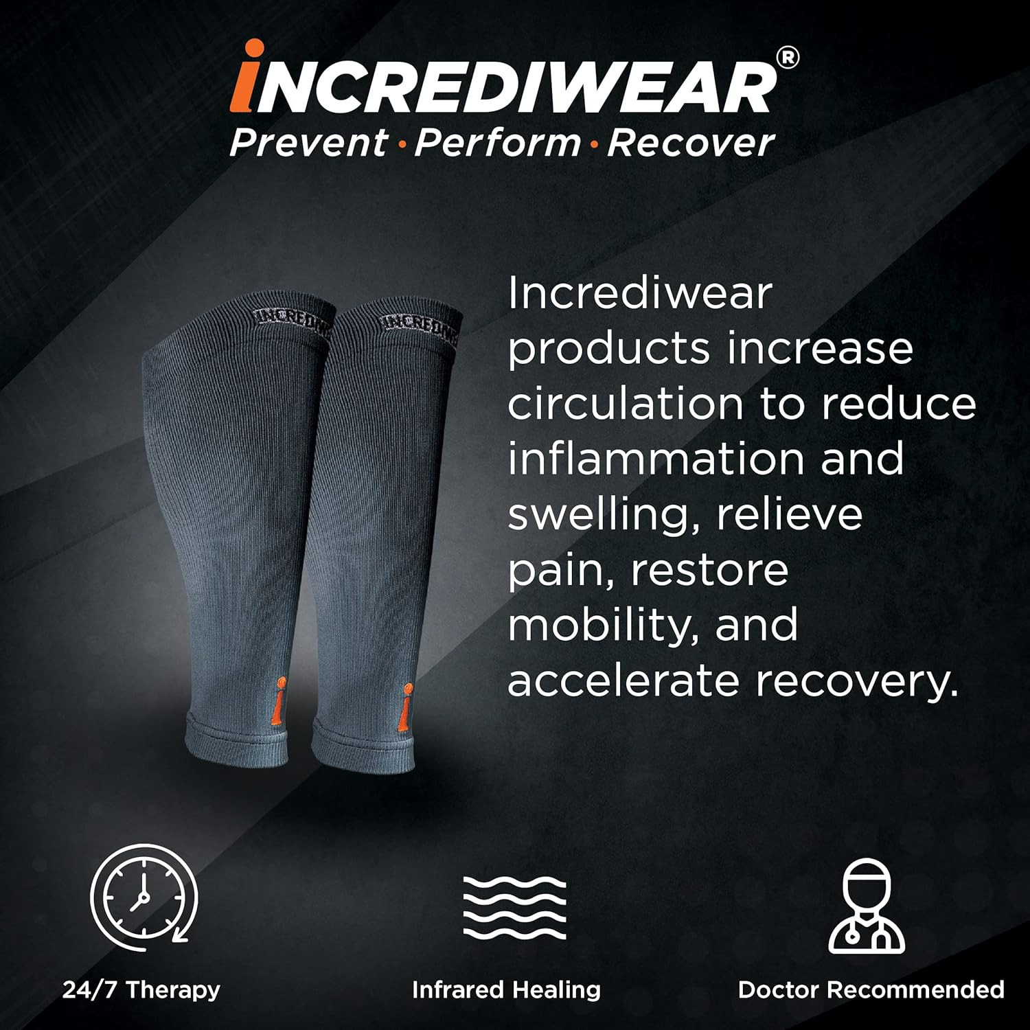 Calf Sleeves for Men & Women – Pain Relief & Recovery (Charcoal, Large)