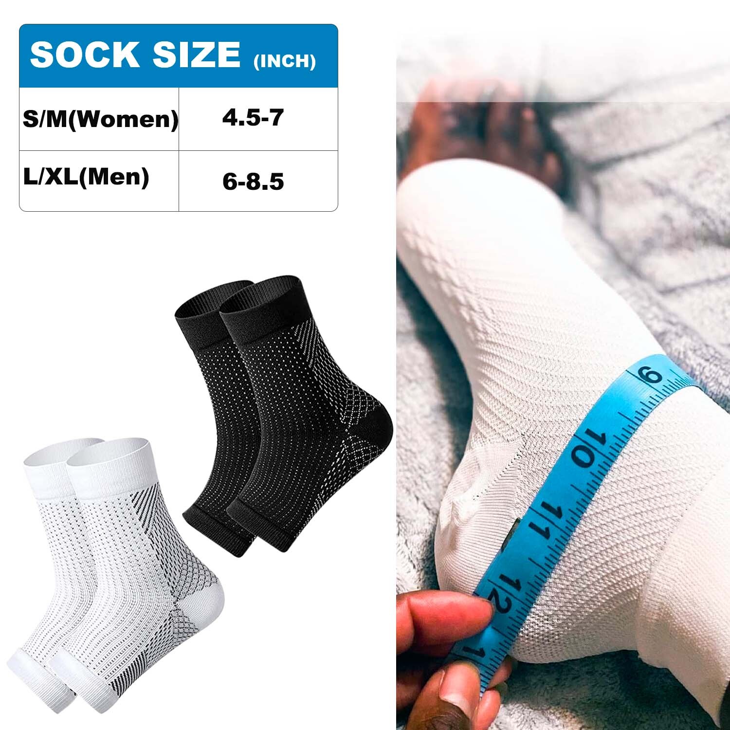 Plantar Fasciitis Compression Socks- 30-35 mmHg Open Toe Sleeves for Foot Relief