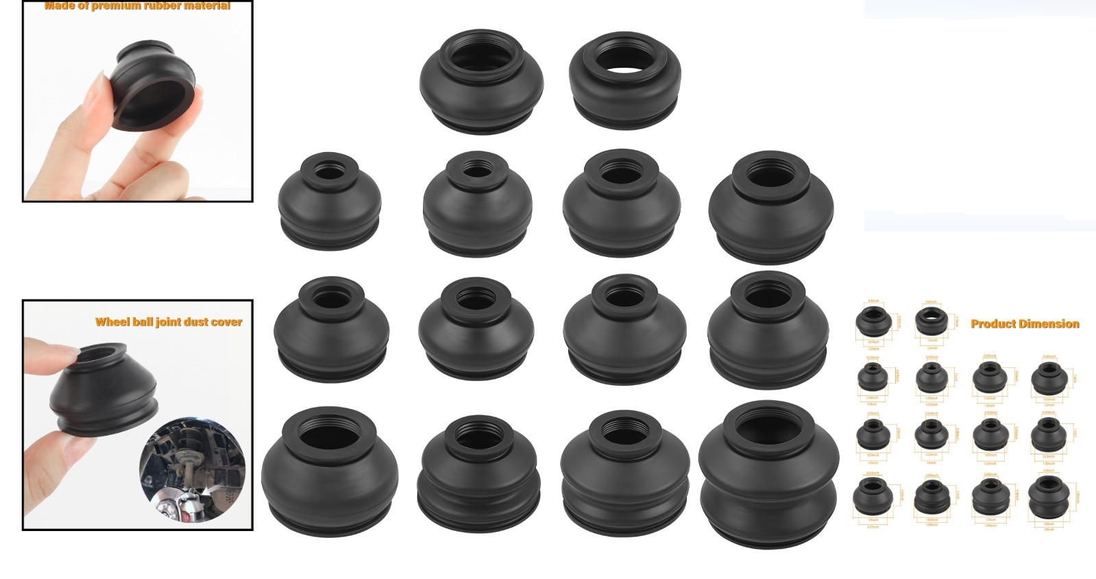14PCS Rubber Ball Joint Boot Set Car Suspension Protection for Cars SUVs Trucks