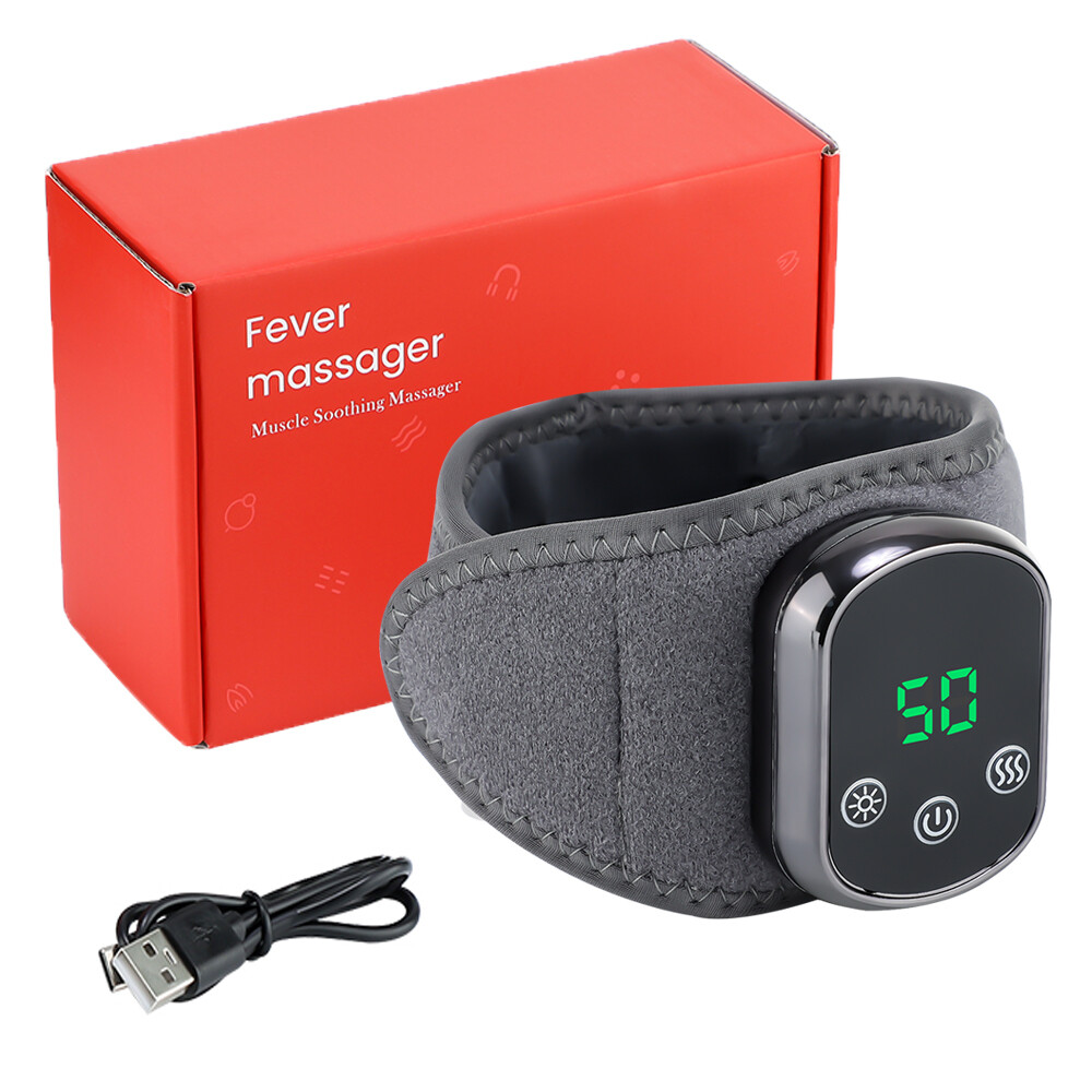 USB Rechargeable Heated Wrist Massager with Vibration Hand Brace for Pain Relief