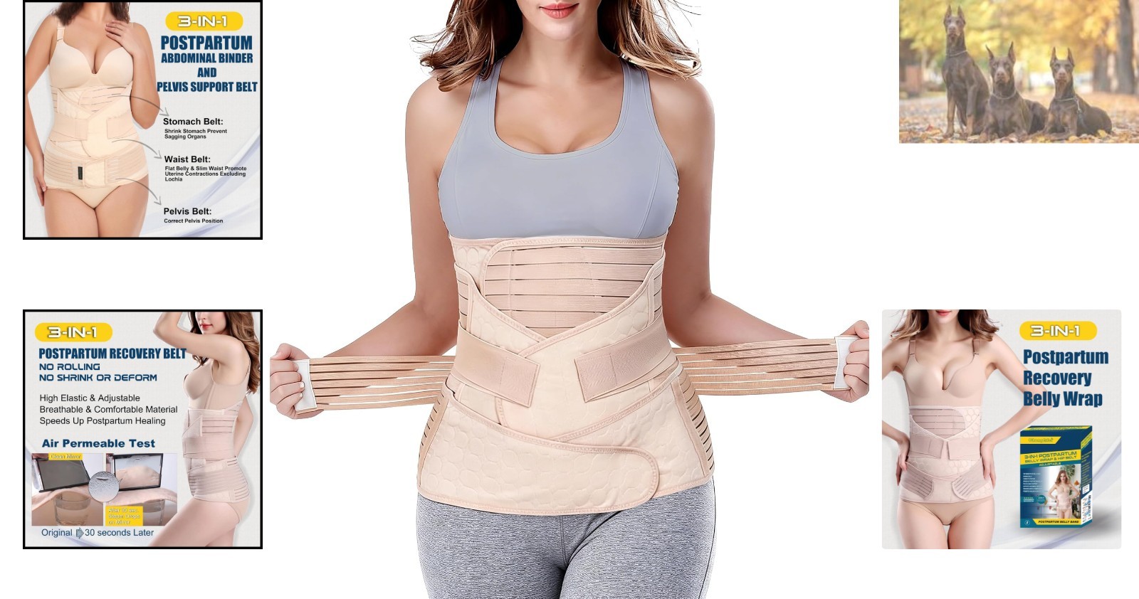 3-in-1 Postpartum Support Belt for Abdominal Recovery & Posture Correction in…