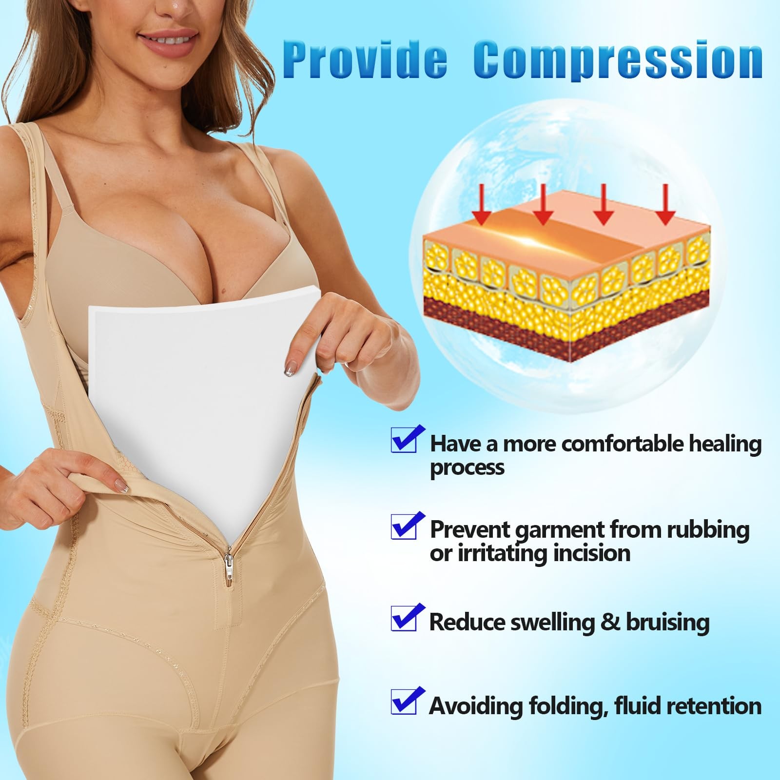 Lipo Foam Pads – 3 Pack Lipo Foams Post Surgery Post Surgery Ab Board for Fla…