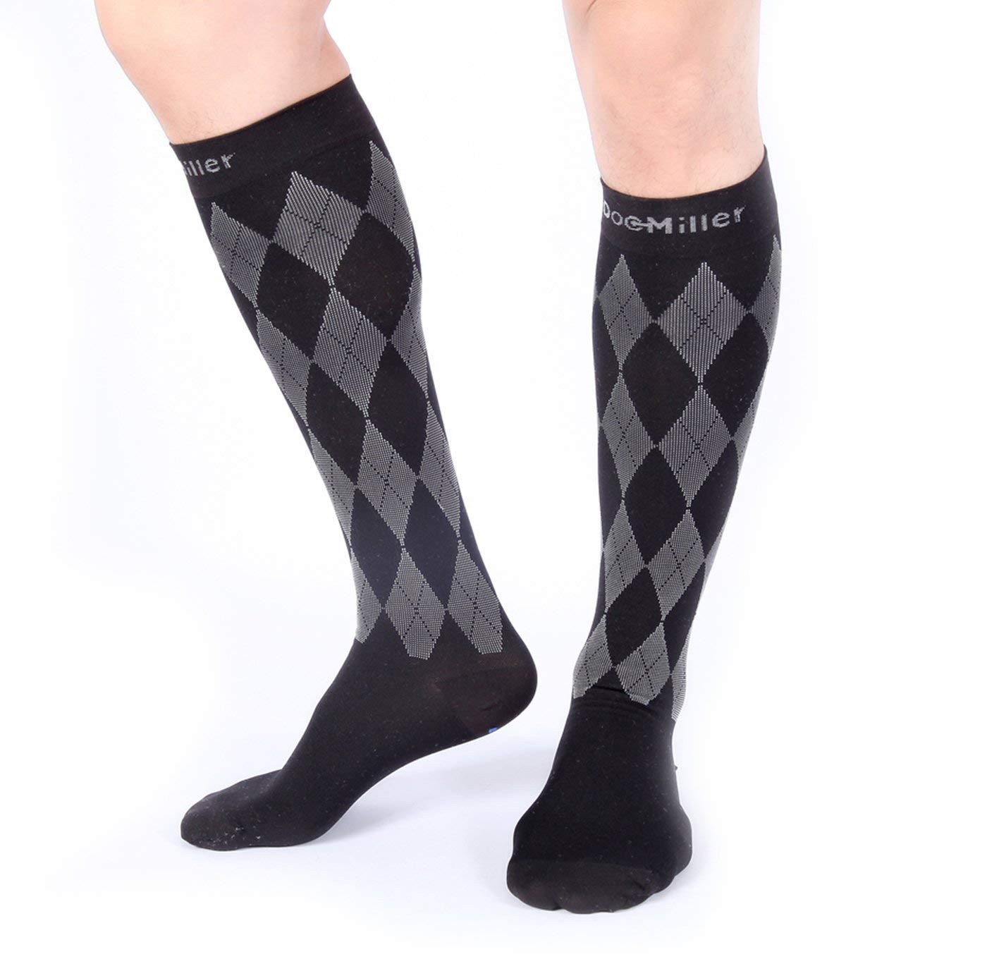 Premium Compression Socks 1 Pair 20-30mmHg Support Stockings Black/Gray L