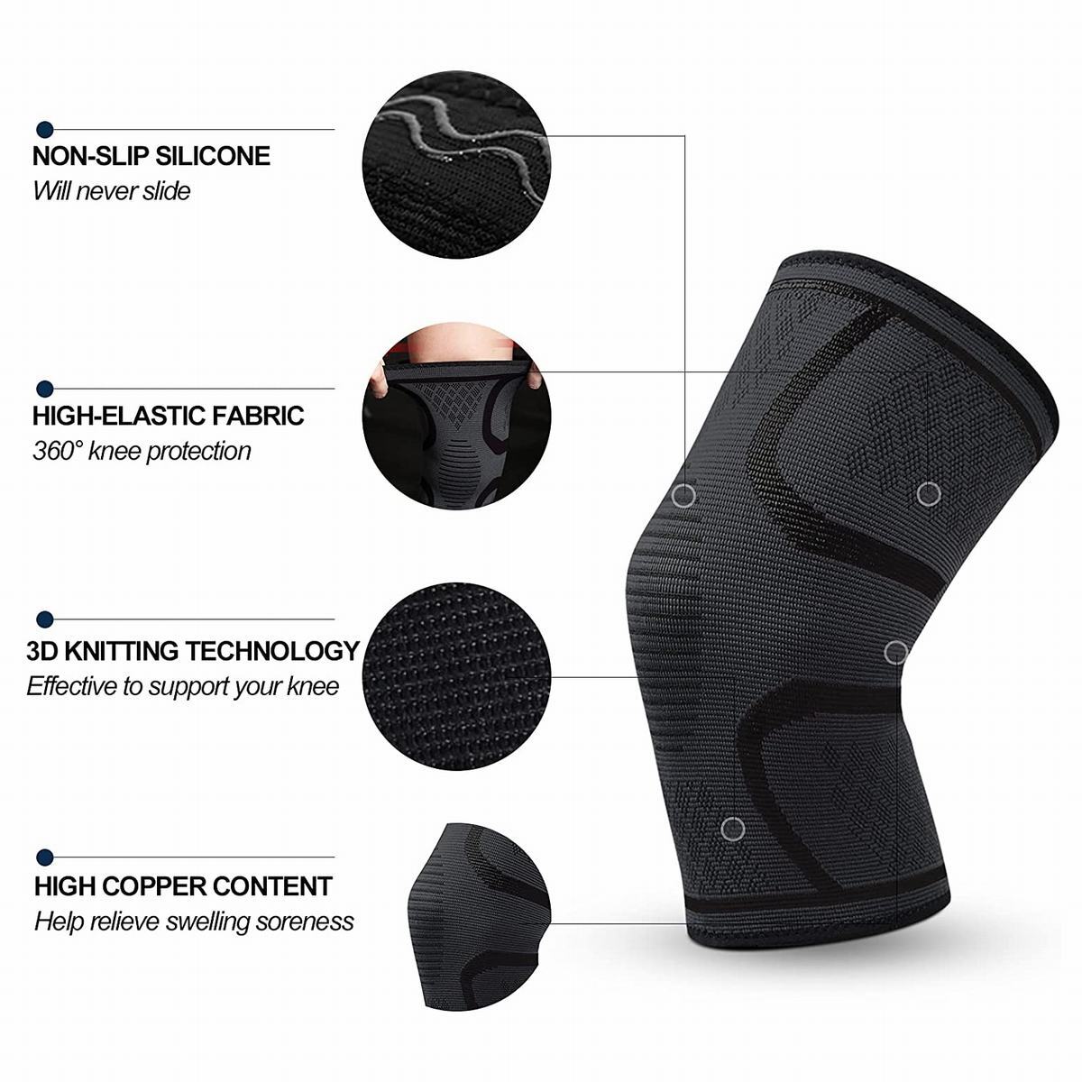 US Sports Compression Sleeves Knee Pads Elastic Knee Support Brace for Men Women