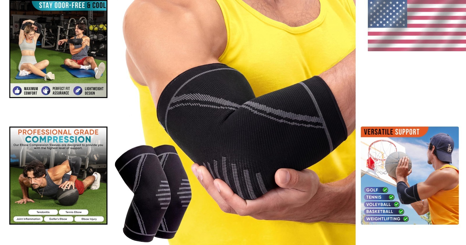 2 Pack Elbow Compression Sleeves – Lightweight Support for Active Lifestyles