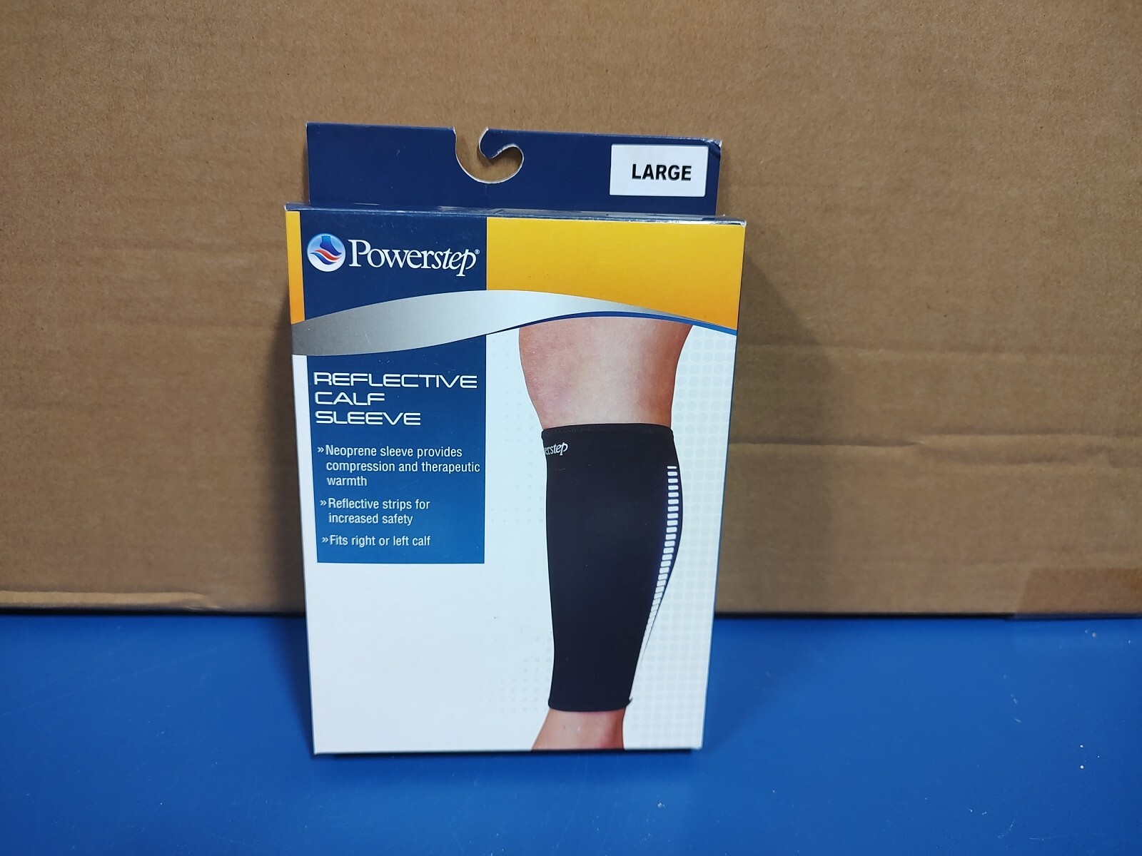 PowerStep Reflective Calf Sleeve Black – 7150-10LG, Black,Large