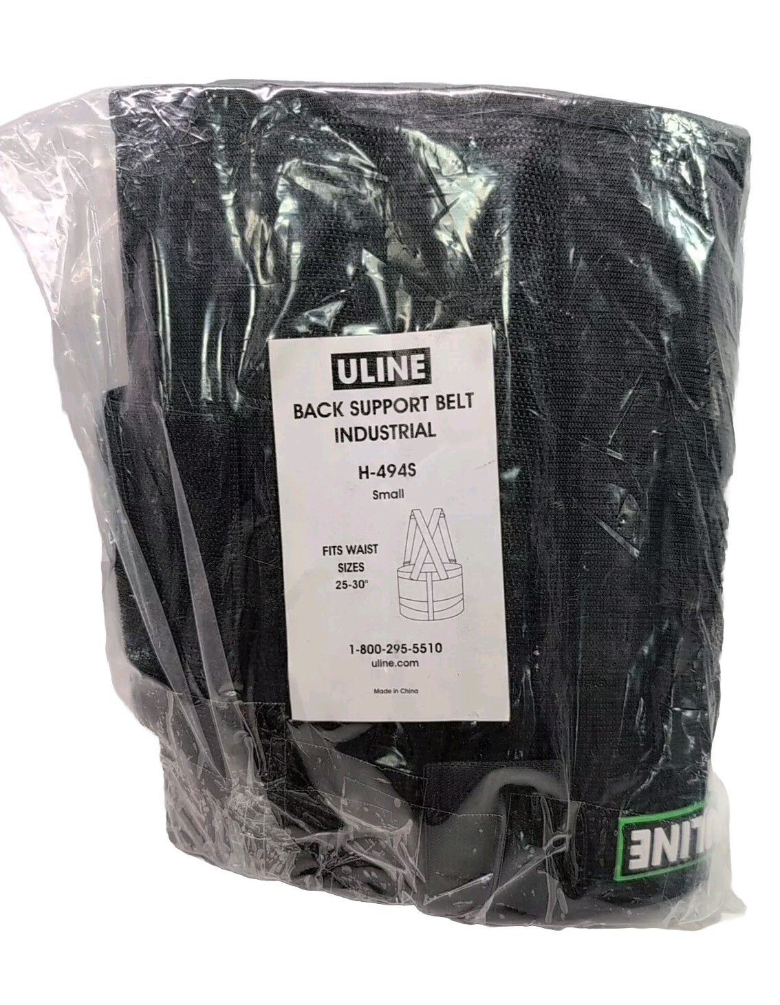 Small Uline Back Support Belt Wrap With Suspender H-494S Black 25-30 Inches