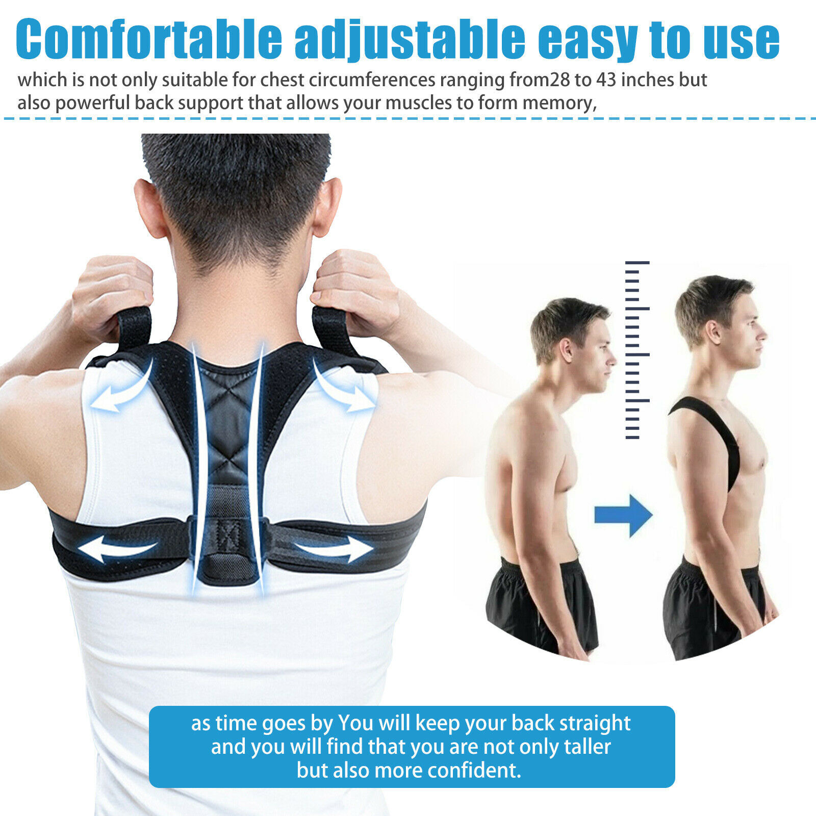 Posture Corrector Upper Support Brace (Adjustable to All Body Sizes) FREE SHIP