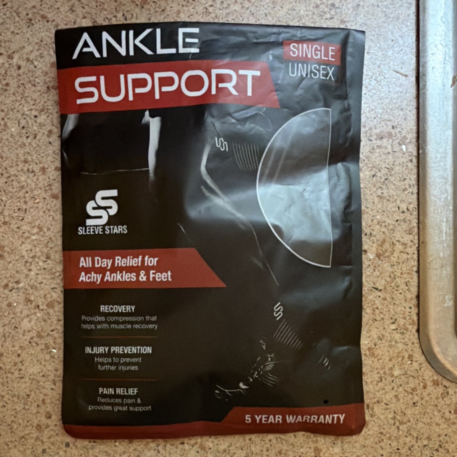 Sleeve Stars Ankle Support Compression Sleeve Brace Black Polyester/Rubber