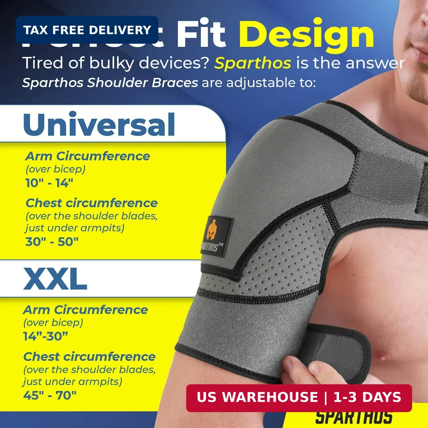Sparthos Shoulder Brace – Adjustable Support Sleeve for Torn Rotator Cuff, AC Jo