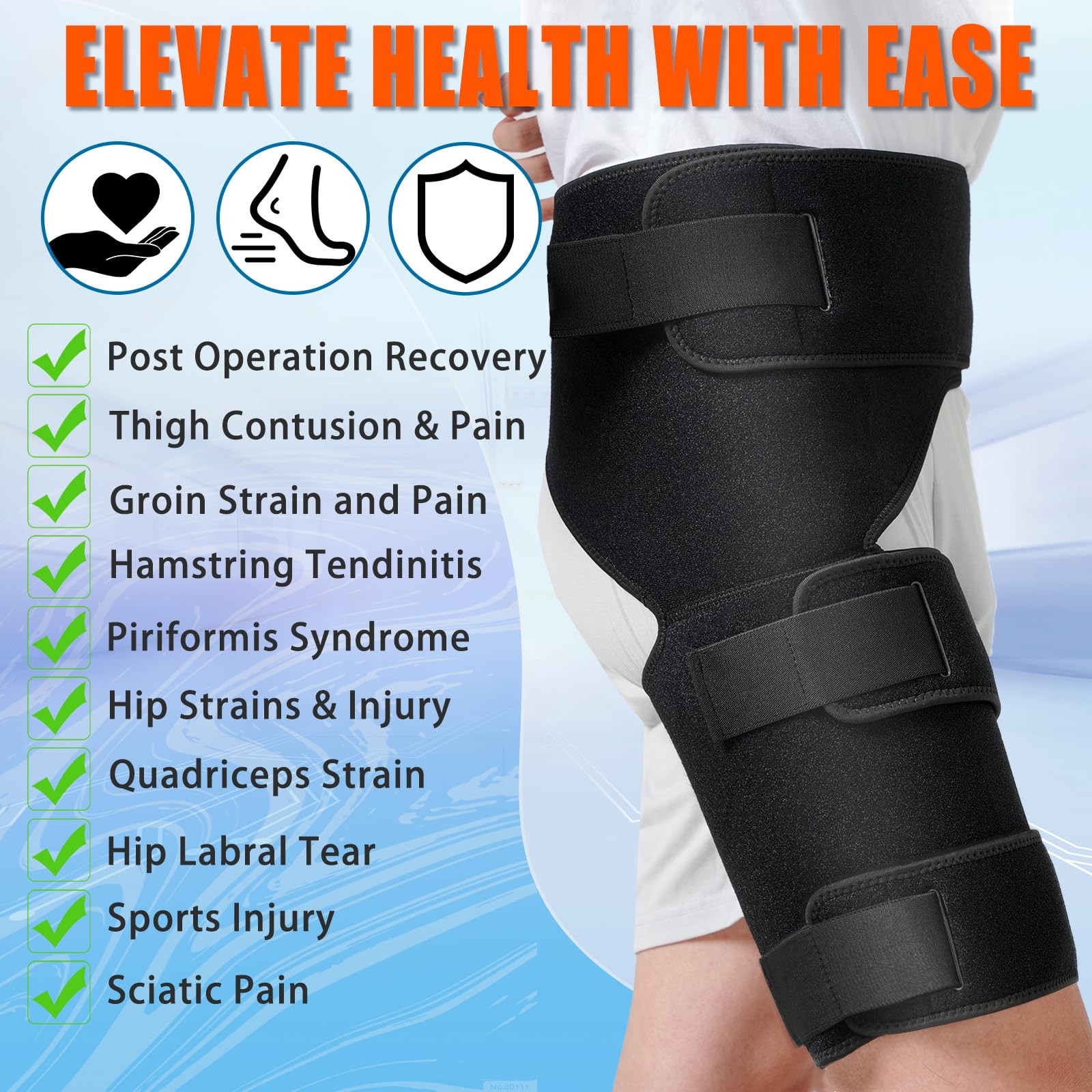 Adjustable Hip Brace, Groin & Hamstring Compression Wrap for Men Women, Thigh…