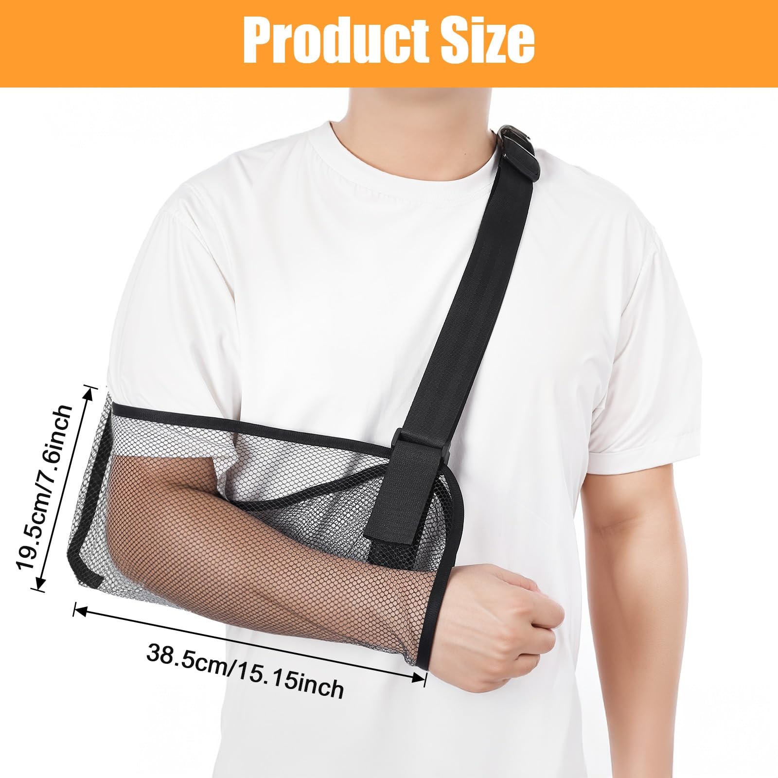 WJIAAA Mesh Arm Sling for Shoulder Injury, Adjustable One Size, Black