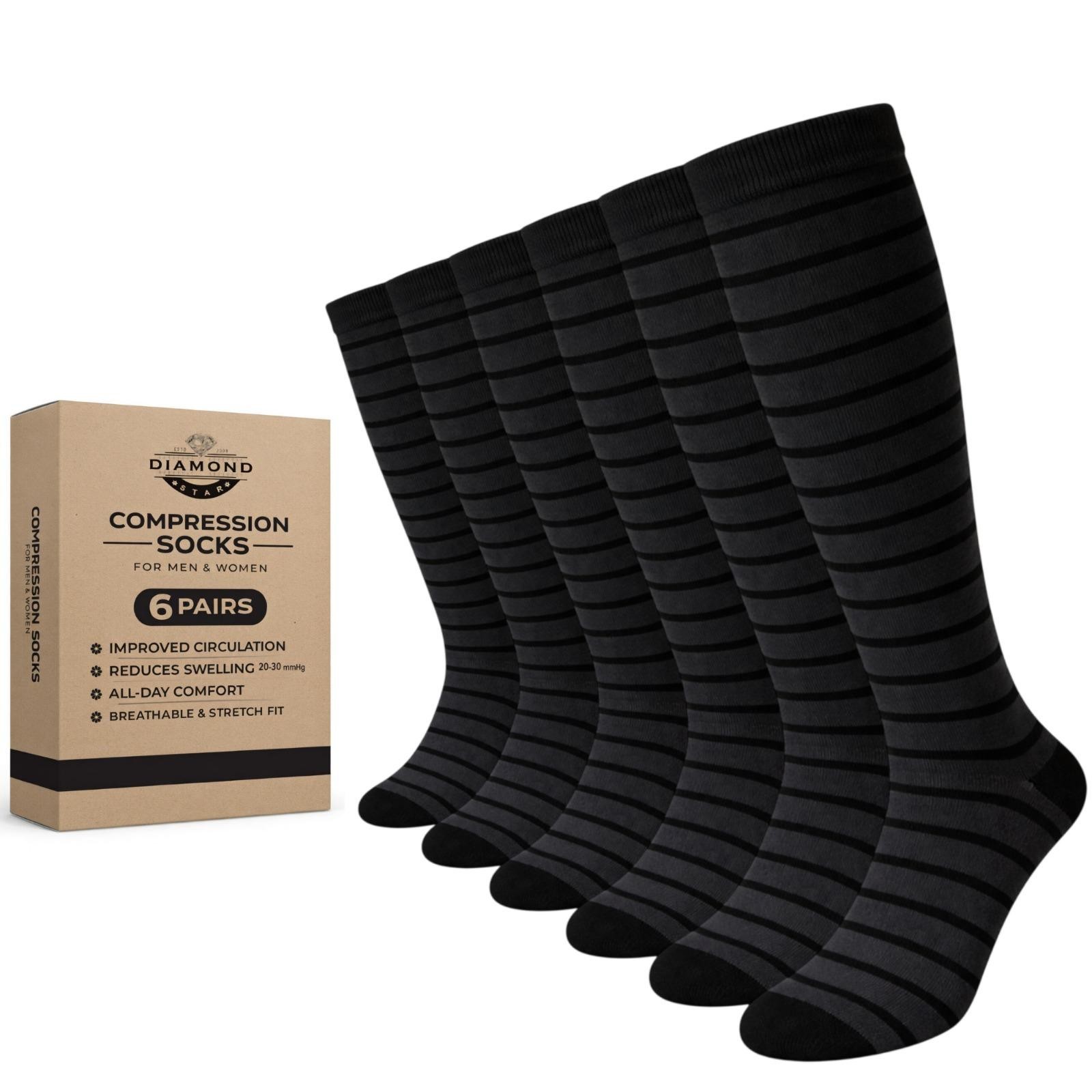 Men & Women Compression Socks Fit Knee High Support Running Travel 6 Pairs