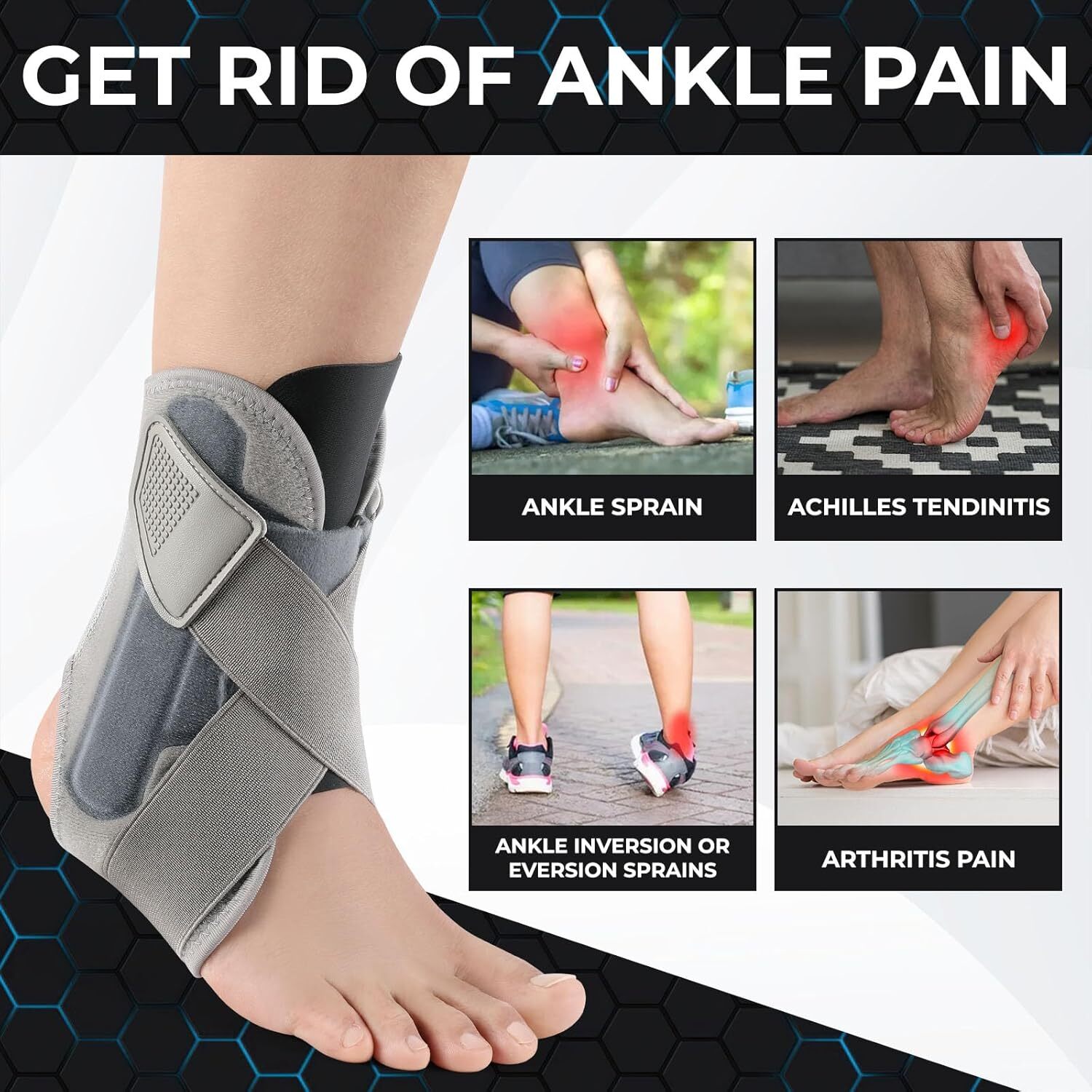 Ankle Brace Splint Support Stabilizer for Sprain Plantar Fasciitis Injury Pain