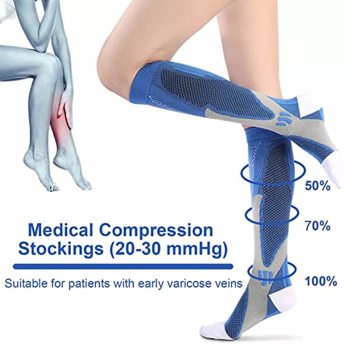 Copper Compression Socks Men Women Calf Shin Leg Running Fitness Sleeve