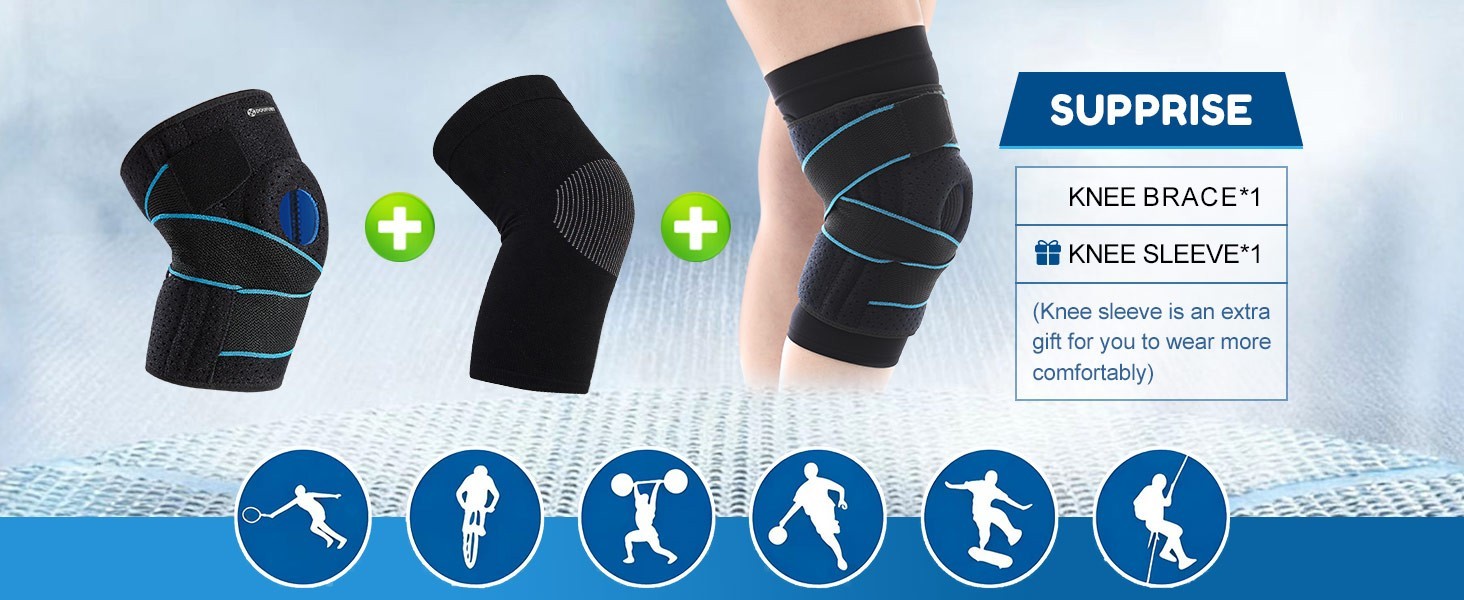 NEW! DOUFURT KNEE BRACE GREY & BLACK LARGE MEN AND WOMAN SUPPORT
