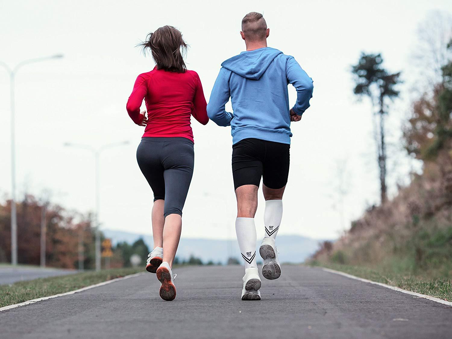 Sport Compression Socks Long Over the Calf Helps Improve Circulation Provides