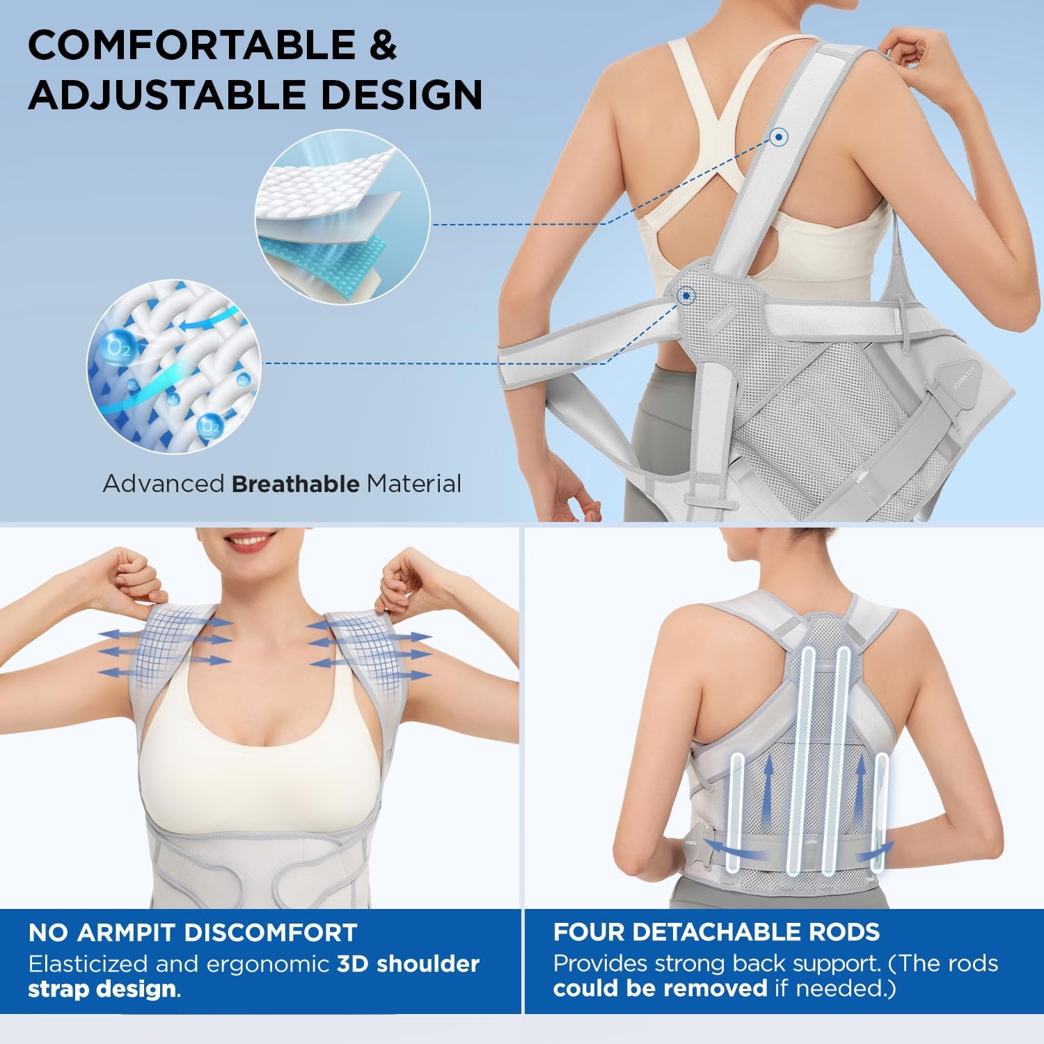 Vicorrect Posture Corrector for Women and Men: Back Support Brace Relieve Upper
