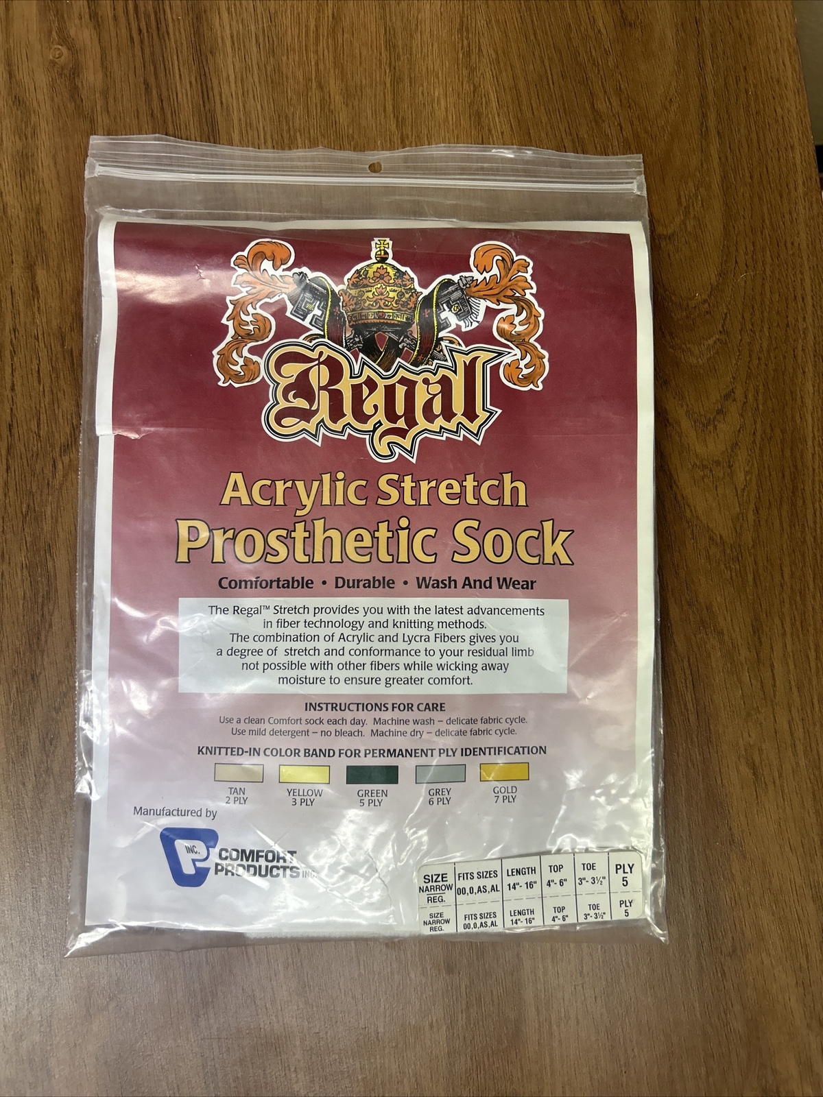 Regal Acrylic Stretch Prosthetic Sock, SIze Narrow/Regular Ply 5