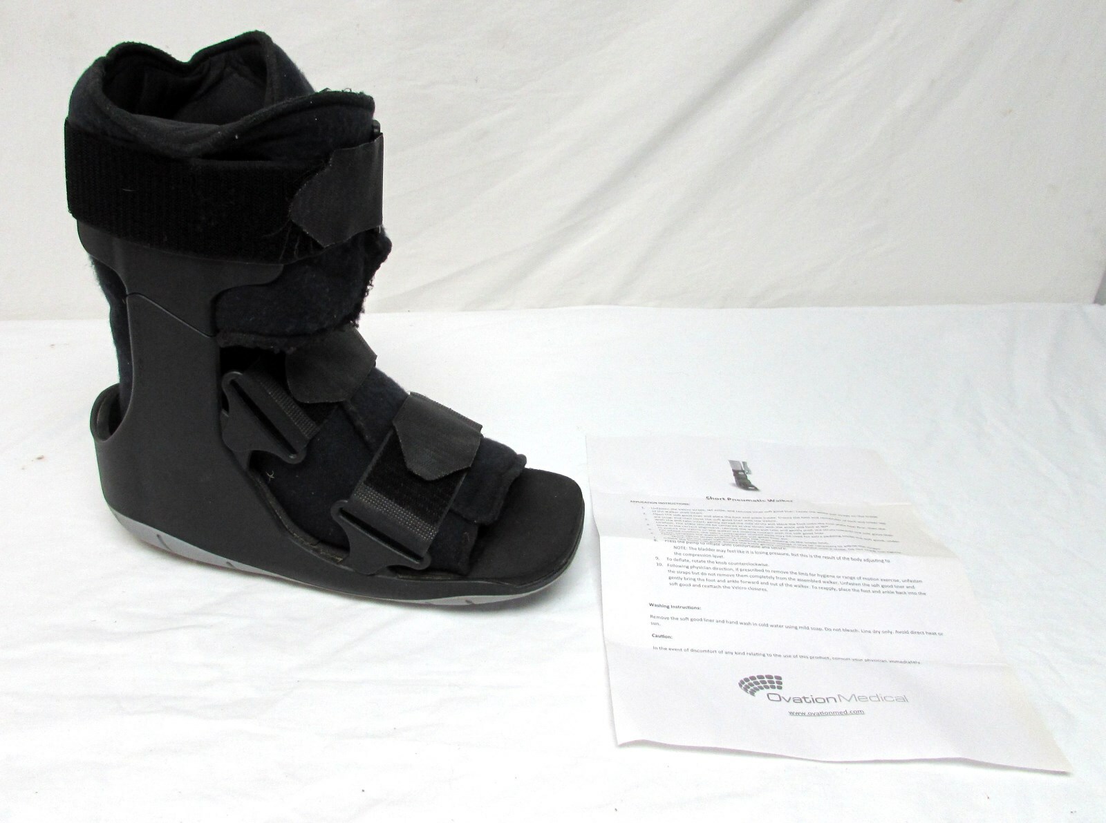 Ovation Medical, Short Pneumatic Walker, Boot, Black Size medium