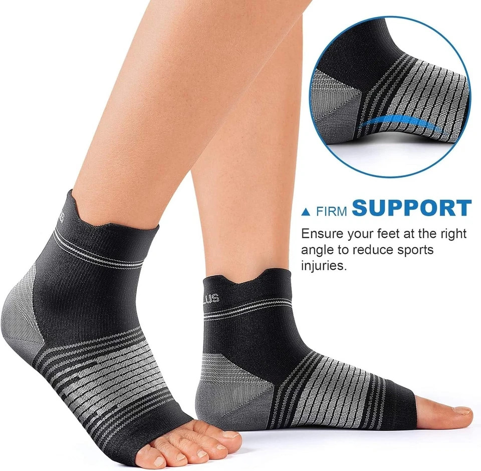 6 Pairs XL Black Plantar Fasciitis Sock Compression Foot Sleeves with Arch