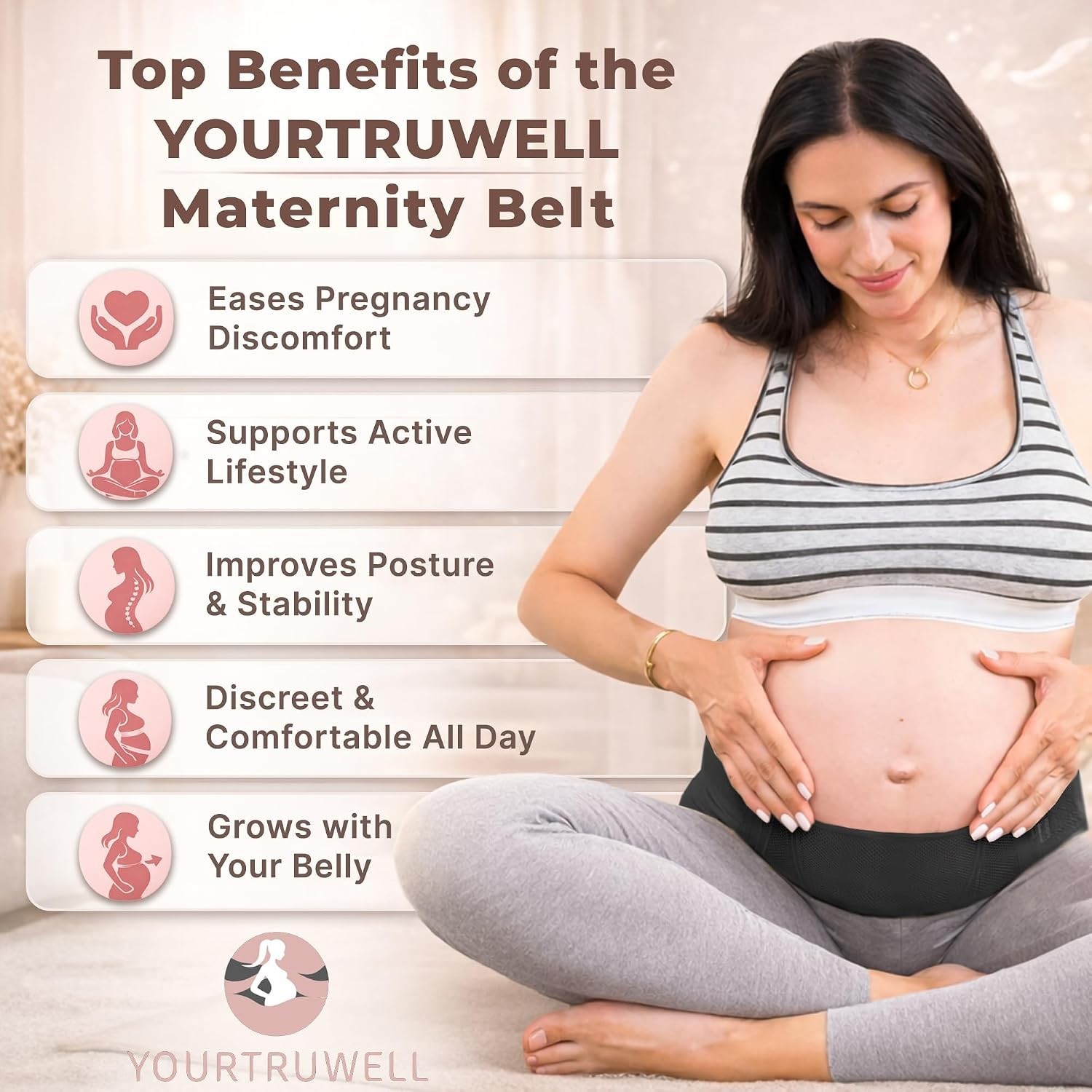Maternity Belt Back Support – Adjustable Belly Support Band, Breathable Pregn…