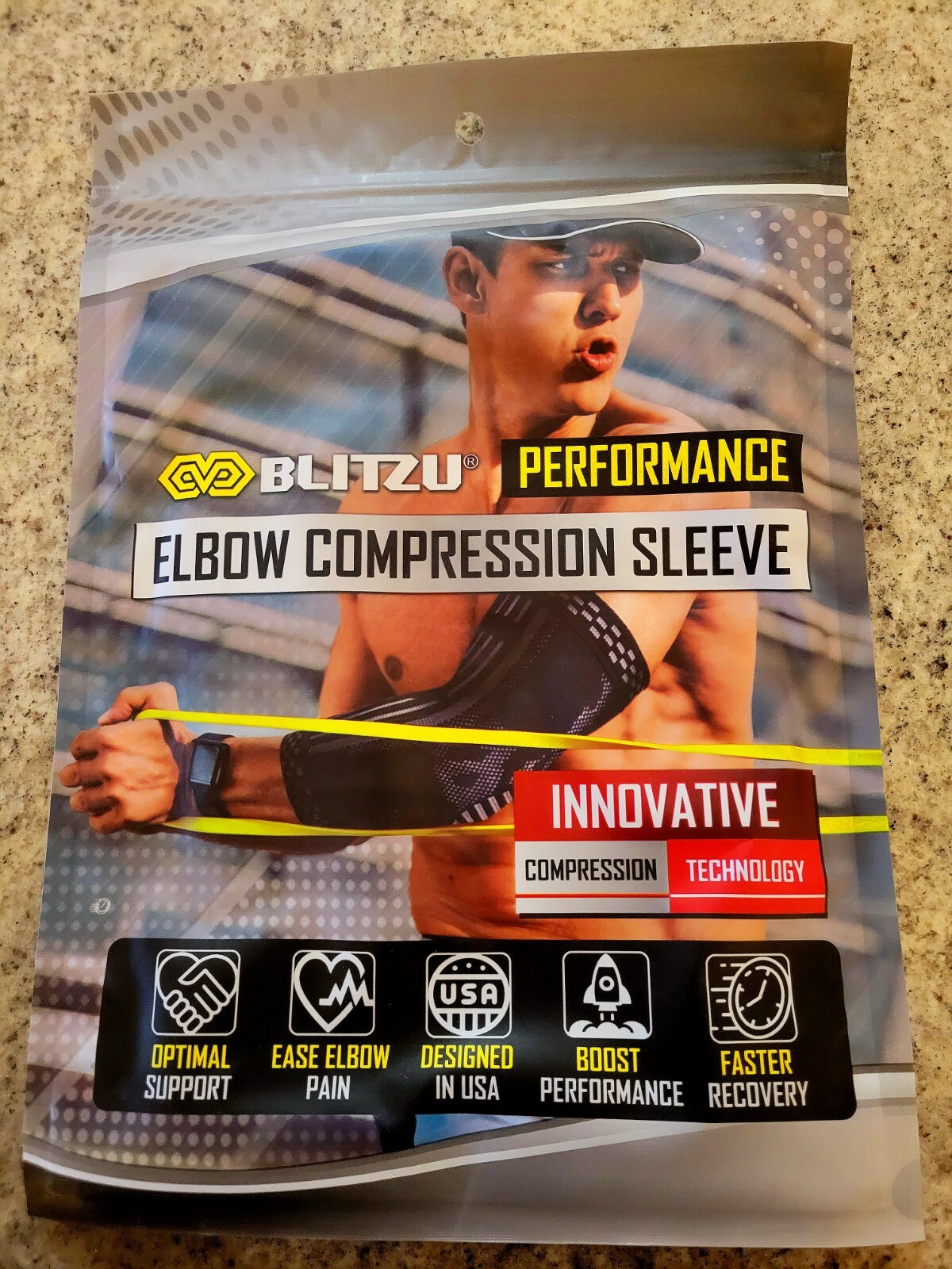 Blitzu Elbow Compression Sleeve Support Brace Pain Relief Sports Unisex New