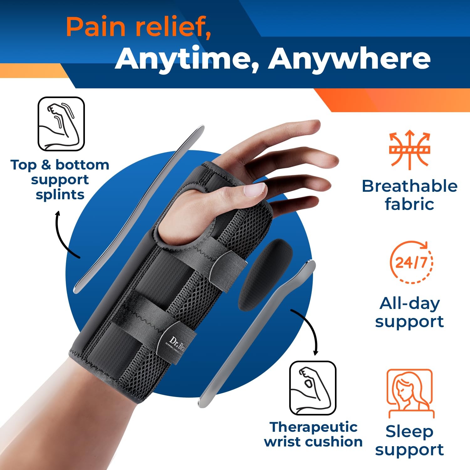 Adjustable Wrist Brace Night for Carpal Tunnel, Doctor Developed, Upgraded wi…