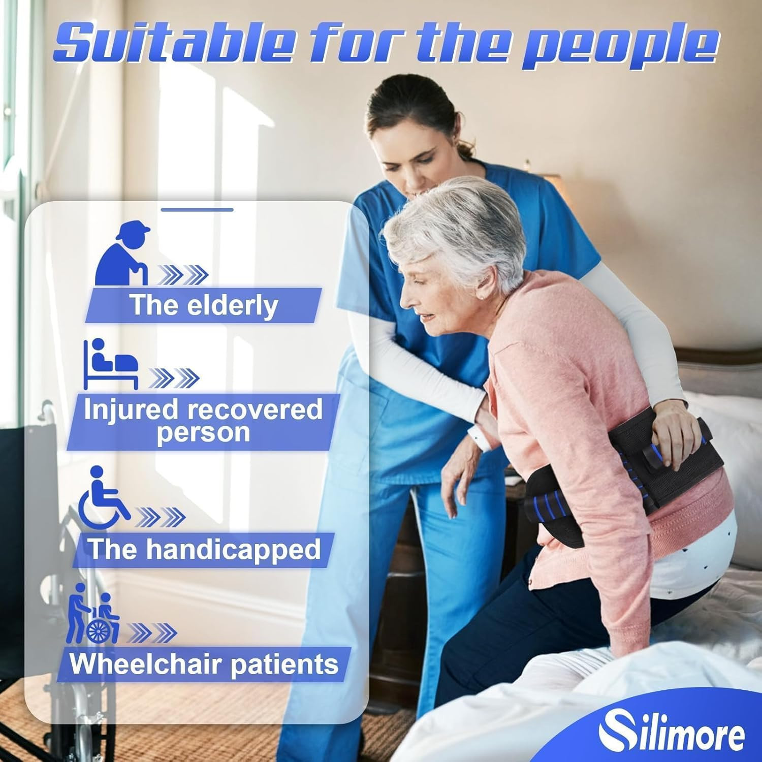 Gait Belt for Seniors with Handles, Gate Belts Medical with Quick Release Latch